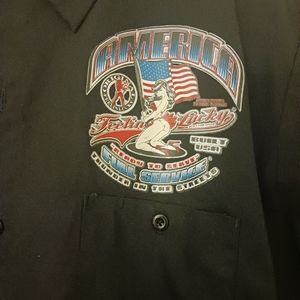 Men's 2xl Black Button Up Dress Shirt Pin up Girl